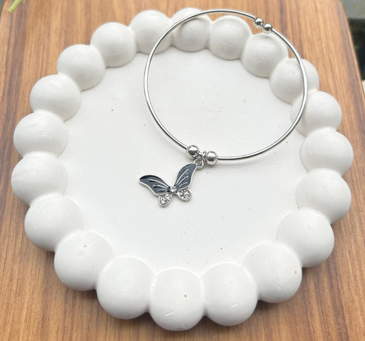 Black butterfly charm adjustable Bracelet