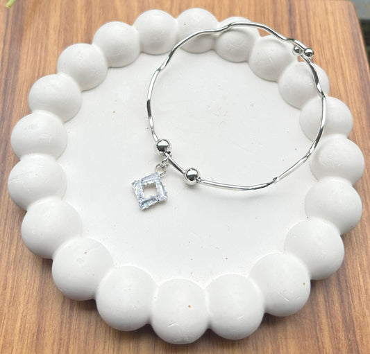 Square crystal charm adjustable Bracelet