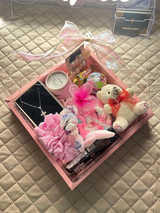 Transparent Pink Box Hamper