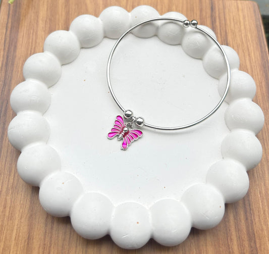 Pink butterfly charm adjustable Bracelet