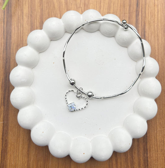 Diamond Heart charm adjustable Bracelet