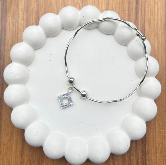 Square crystal charm adjustable Bracelet