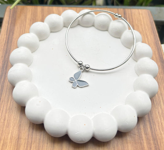 Grey butterfly charm adjustable Bracelet