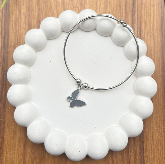 Grey butterfly charm adjustable Bracelet