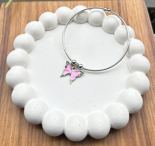 Pink Butterfly Charm Adjustable Bracelet