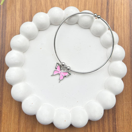 Pink Butterfly Charm Adjustable Bracelet